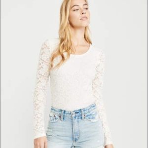 Abercrombie & Fitch V neck Lace overlay long sleeve Top
